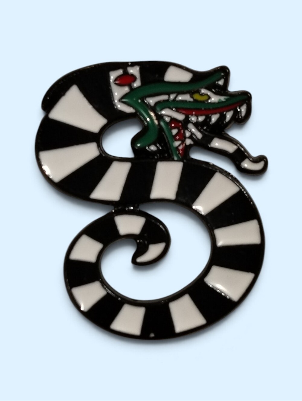 Beetlejuice Black & White Striped Sandworm Enamel Pin